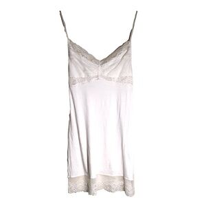 Fleurt White Chemise Night Slip Dress Lace Hem NWT